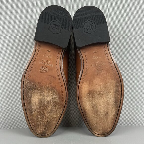 Moral Code Brayson Penny Loafer Shoes Leather Slip On Moc Mens 9 M Cognac 11832 - Picture 7 of 9